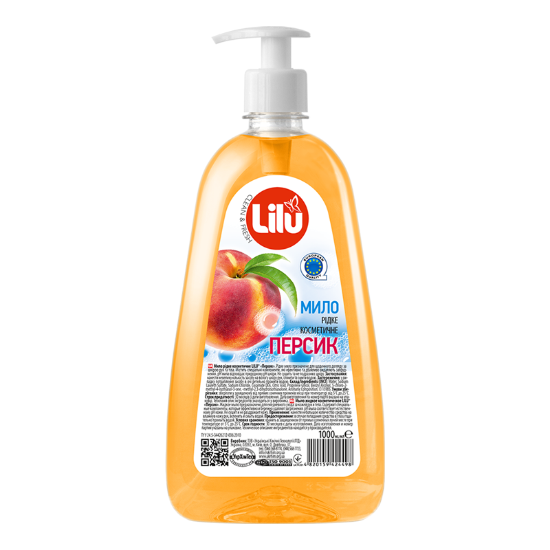 Мило рідке з антимікробною дією ILU® «Персик» 1000 мл з дозатором